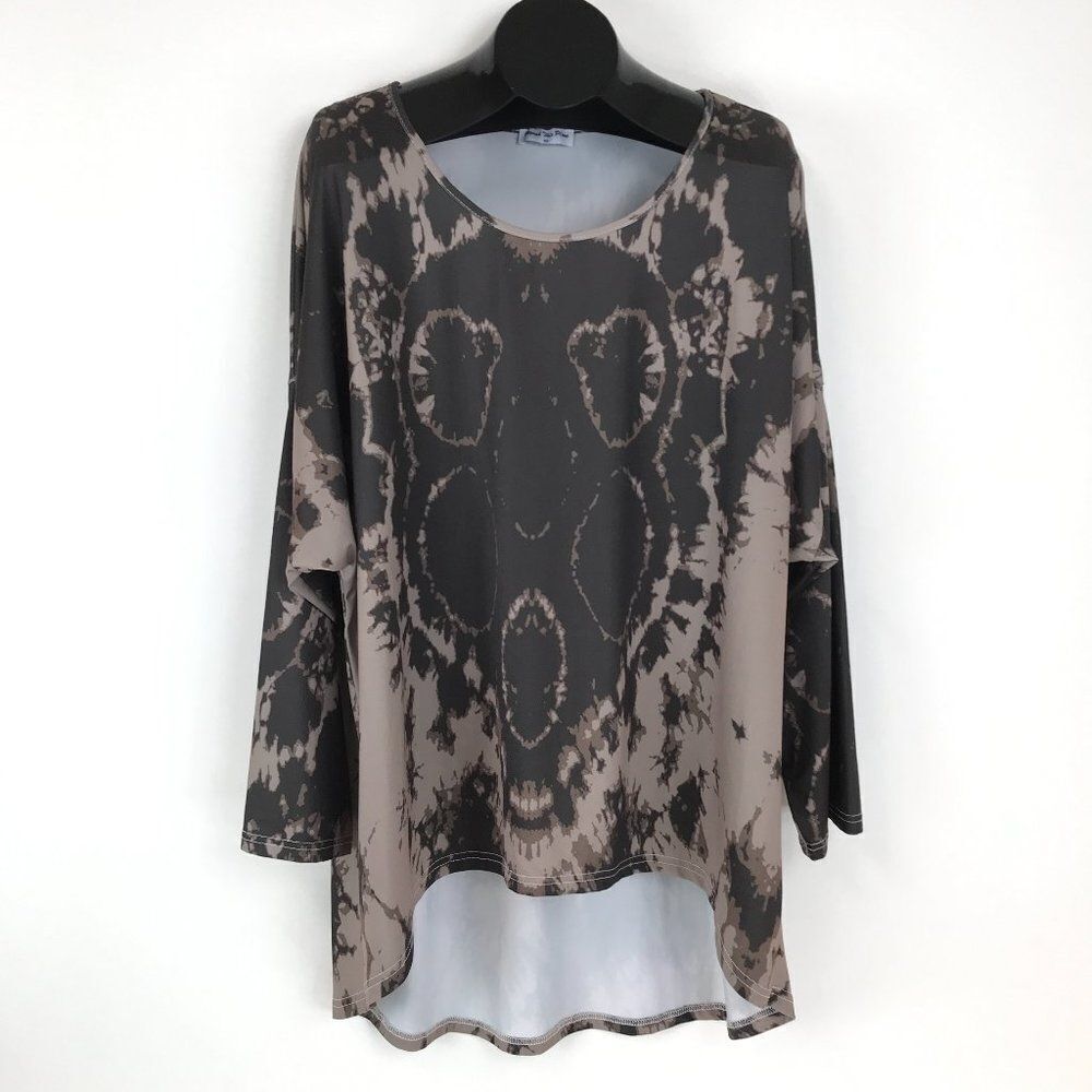 Beyond This Plane Scoop Neck Tunic Top Women's Plus Size 4X Stretch High Low
